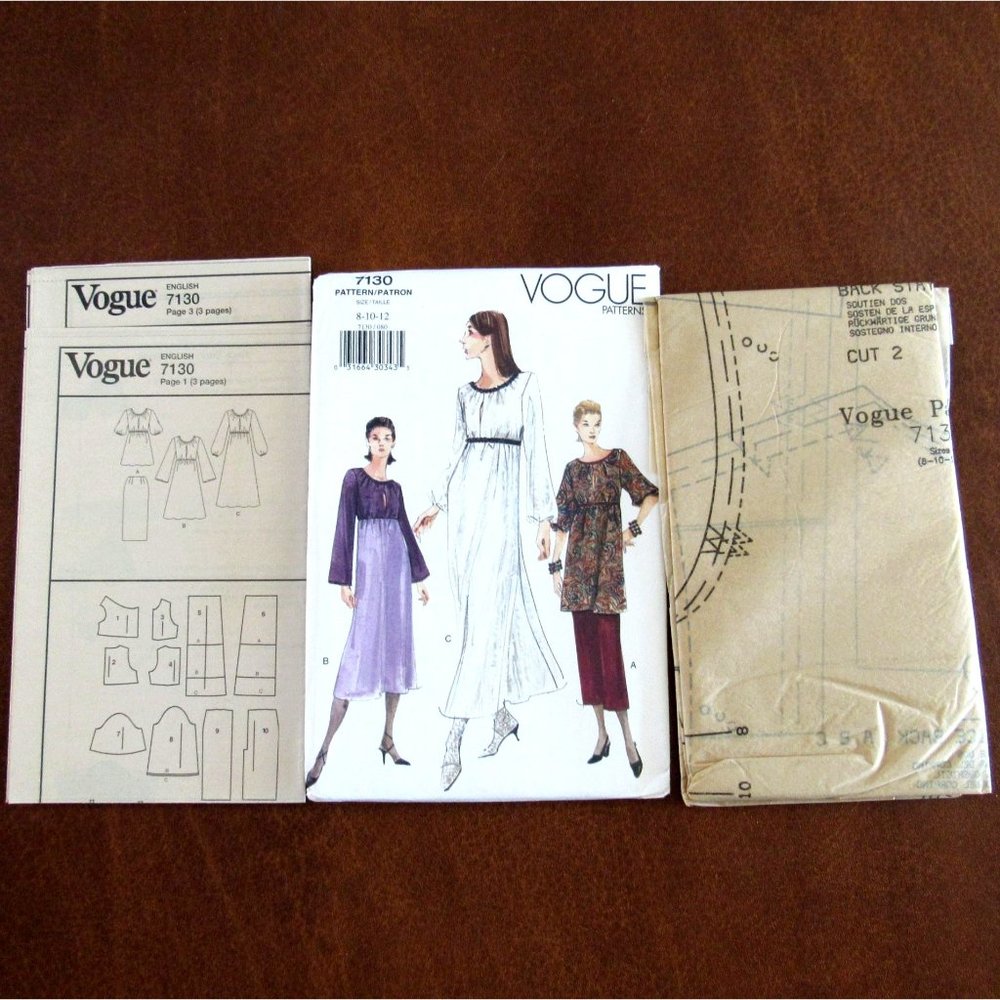 Vogue Sewing Pattern 7130 Dress Tunic Skirt Size Womens 8 10 12 - Picture 2 of 3